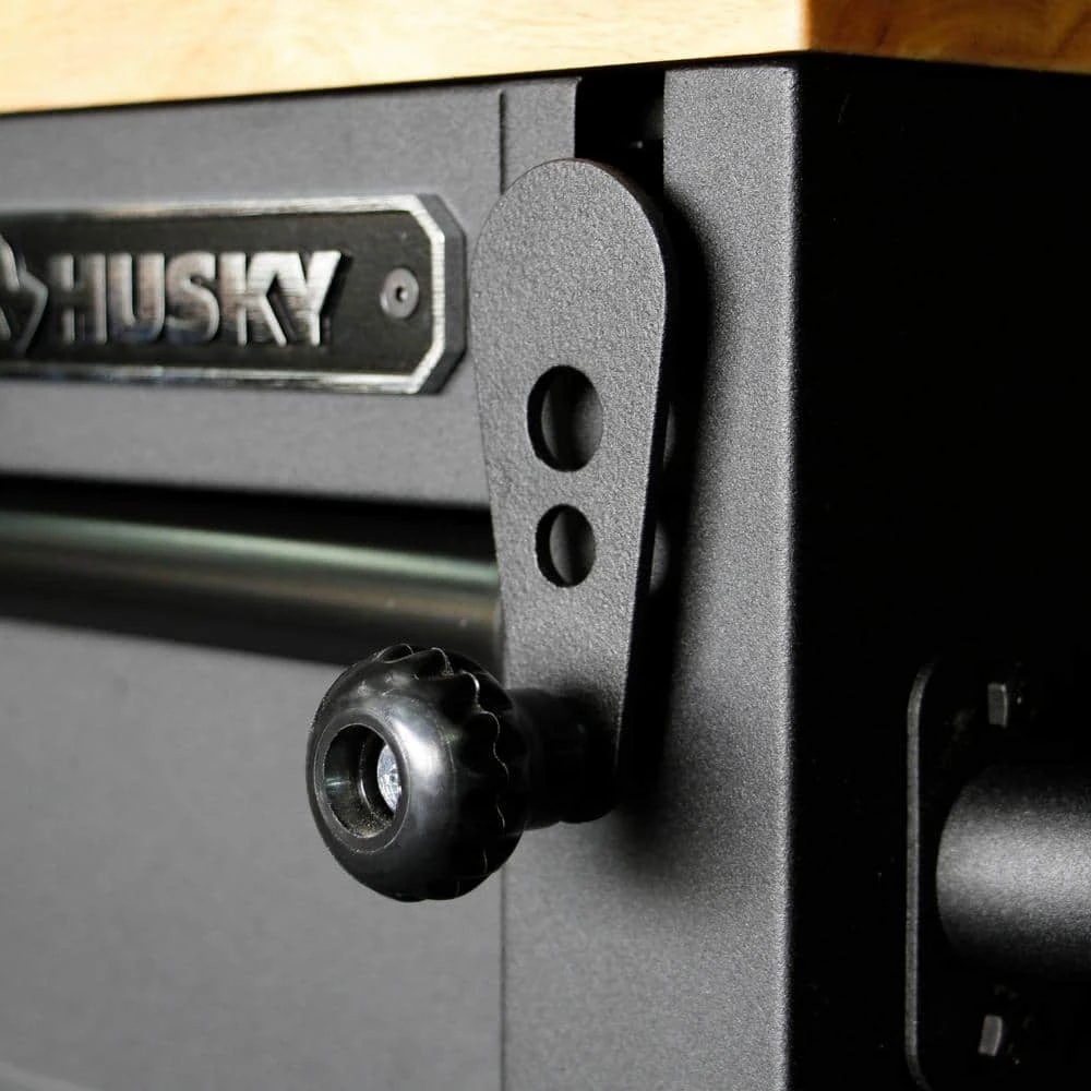 Husky 52 In. W X 25 In. D Heavy Duty 9-Drawer Mobile Workbench Cabinet With Adjustable-Height Hardwood Top In Matte Black 9 Husky 52 In. W X 25 In. D Heavy Duty 9-Drawer Mobile Workbench Cabinet With Adjustable-Height Hardwood Top In Matte Black - Image 9