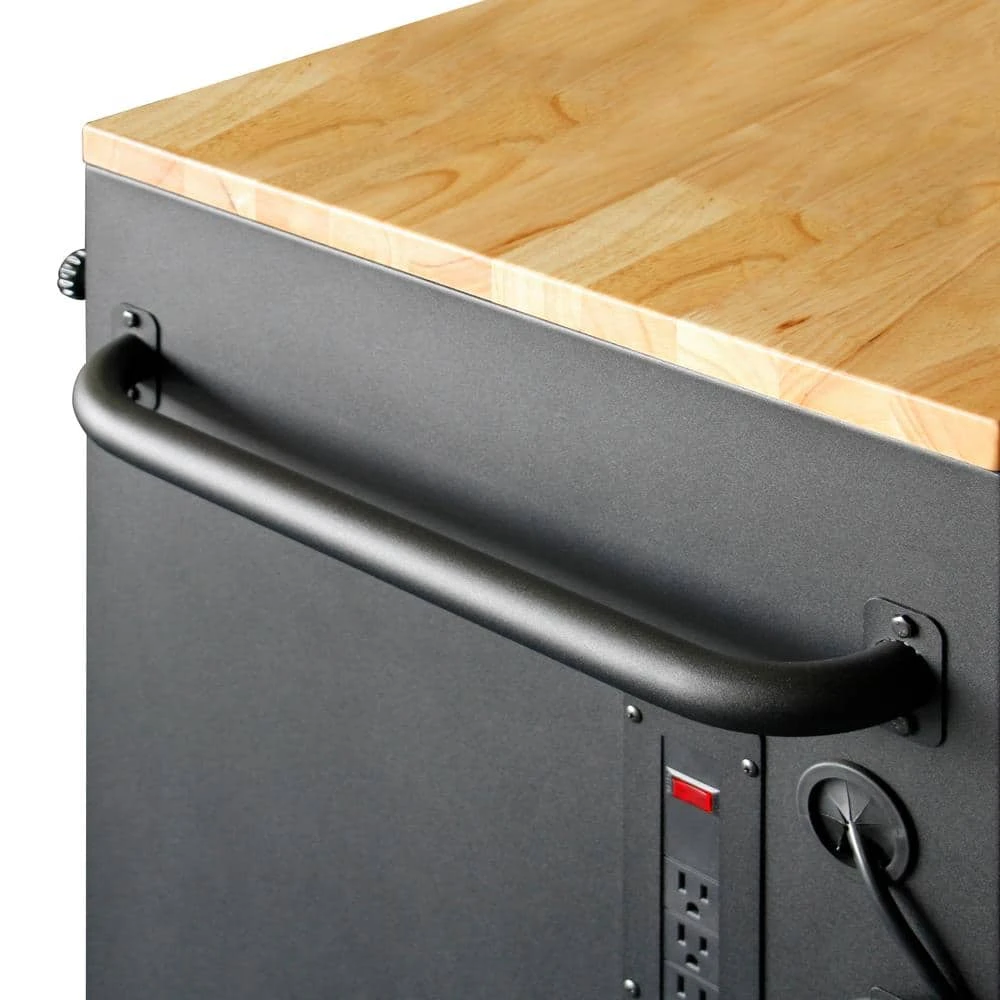 Husky 52 In. W X 25 In. D Heavy Duty 9-Drawer Mobile Workbench Cabinet With Adjustable-Height Hardwood Top In Matte Black 13 Husky 52 In. W X 25 In. D Heavy Duty 9-Drawer Mobile Workbench Cabinet With Adjustable-Height Hardwood Top In Matte Black - Image 13