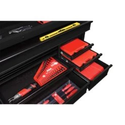 Husky 72 In. W X 24 In. D Heavy Duty 18-Drawer Mobile Workbench Cabinet With Adjustable-Height Hardwood Top In Matte Black -Husky Shop matte black with black trim husky mobile workbenches holc7218bb1mys fa 1000