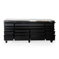Husky 84 In. W X 24 In. D 18-Drawer Heavy-Duty Mobile Workbench With Stainless Steel Top In Matte Black -Husky Shop matte black with black trim mobile workbenches hotc8418bb1m 44 1000