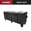 Husky Tool Storage 84 In. W X 24 In. D Heavy Duty Mobile Workbench Tool Chest With Stainless Steel Work Top In Matte Black