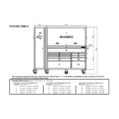 Husky Heavy-Duty 61 In. W Top Chest Hutch, Matte Blue 7 Husky Heavy-Duty 61 In. W Top Chest Hutch, Matte Blue -Husky Shop matte blue husky side tool cabinets lockers hotc8010bl1u fa 1000