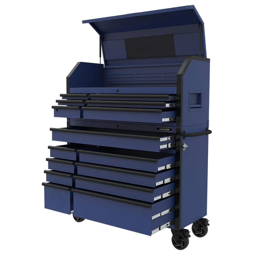 Husky Heavy-Duty 52 In. W 15-Drawer Matte Blue Steel Rolling Tool Chest Combo 3 Husky Heavy-Duty 52 In. W 15-Drawer Matte Blue Steel Rolling Tool Chest Combo - Image 3
