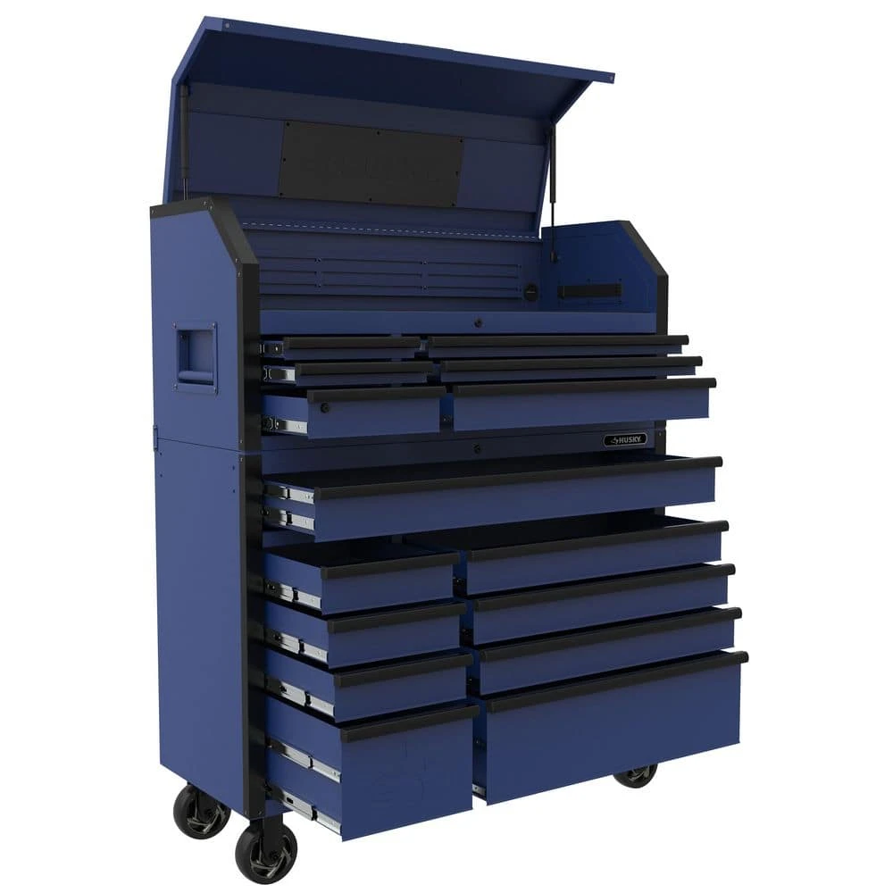 Husky Heavy-Duty 52 In. W 15-Drawer Matte Blue Steel Rolling Tool Chest Combo 4 Husky Heavy-Duty 52 In. W 15-Drawer Matte Blue Steel Rolling Tool Chest Combo - Image 4