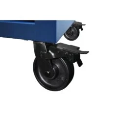 Husky 52 In. W X 25 In. D Heavy Duty 9-Drawer Mobile Workbench Tool Chest With Adjustable-Height Solid Wood Top In Matte Blue -Husky Shop matte blue with black trim husky mobile workbenches holc5209bl1m 77 1000