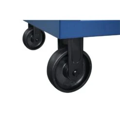 Husky 52 In. W X 25 In. D Heavy Duty 9-Drawer Mobile Workbench Tool Chest With Adjustable-Height Solid Wood Top In Matte Blue -Husky Shop matte blue with black trim husky mobile workbenches holc5209bl1m fa 1000