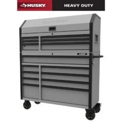 Husky Heavy-Duty 52 In. W 15-Drawer Matte Gray Steel Rolling Tool Chest Combo