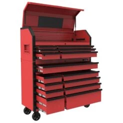 Husky Heavy-Duty 52 In. W 15-Drawer Matte Red Steel Rolling Tool Chest Combo -Husky Shop matte red husky tool chest combos h52ch6tr9hdv4rd 40 1000