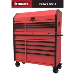 Husky Heavy-Duty 52 In. W 15-Drawer Matte Red Steel Rolling Tool Chest Combo