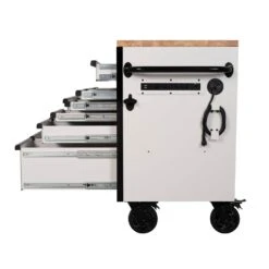 Husky 61 In. W X 23 In D Heavy Duty 15-Drawer Mobile Workbench With Mechanics Tool Set (290-Piece) In EVA In Matte White -Husky Shop matte white with black trim husky mobile workbenches h290tb61whtcb 66 1000