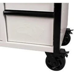 Husky 61 In. W X 23 In D Heavy Duty 15-Drawer Mobile Workbench With Mechanics Tool Set (290-Piece) In EVA In Matte White -Husky Shop matte white with black trim husky mobile workbenches h290tb61whtcb d4 1000