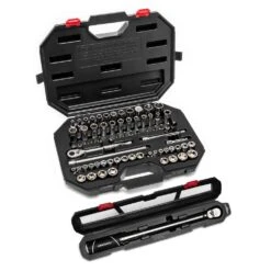 Husky 3/8 In. Drive Mechanics Tool Set With 3/8 In. Drive 20 Ft./lbs. To 100 Ft./lbs. Torque Wrench (71-Piece)