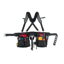 Husky Contractors 2-Bag Work Tool Belt With Suspenders -Husky Shop multi colored husky tool belts hd00166 40 1000