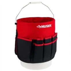 Husky 12 In. 30 Pocket Heavy Duty Bucket Jockey 5 Gallon In-Bucket Storage Tool Bag -Husky Shop red black husky tool bags hd10030 th 1d 1000