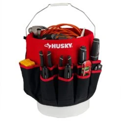 Husky 12 In. 30 Pocket Heavy Duty Bucket Jockey 5 Gallon In-Bucket Storage Tool Bag -Husky Shop red black husky tool bags hd10030 th 40 1000
