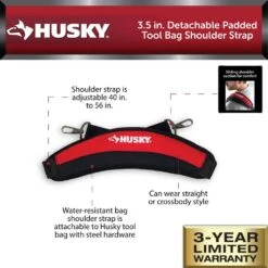 Husky 3.5 In. Detachable Padded Tool Bag Shoulder Strap -Husky Shop red black husky tool bags hd50300 th e1 1000