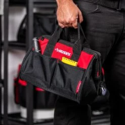 Husky 12 In. Tool Bag With 15 In. Tool Bag Combo -Husky Shop red black husky tool bags hd600125 th bd 1f 1000