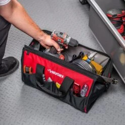 Husky 18 In. 14 Pocket Zippered Tool Bag -Husky Shop red black husky tool bags hd60018 th fa 1000