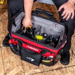 Husky 18 In. 18 Pocket Rolling Tool Bag -Husky Shop red black husky tool bags hd65018 th 76 1000