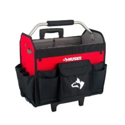 Husky 18 In. Rolling Open Tote Tool Bag With Extended Handle -Husky Shop red black husky tool bags hdroller th 77 1000