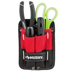 Husky 5 In. 3-Pocket Clip On Tool Belt Pouch -Husky Shop red black husky tool belts hd54183 th 40 1000