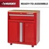 Husky Ready-to-Assemble 24-Gauge Steel 1-Drawer 2-Door Garage Base Cabinet In Red (28 In. W X 32.8 In. H X 18.3 In. D)