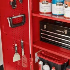 Husky Ready-to-Assemble 24-Gauge Steel Freestanding Garage Cabinet In Red (36.6 In. W X 72 In. H X 18.3 In. D) -Husky Shop red husky free standing cabinets g3602tr us 77 1000