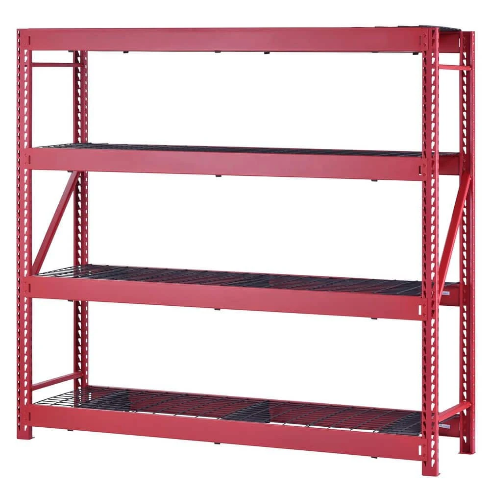 Husky 4-Shelf Metal Industrial Duty Freestanding Garage Storage Shelving Unit In Red (77 In. W X 72 In. H X 24 In. D) 3 Husky 4-Shelf Metal Industrial Duty Freestanding Garage Storage Shelving Unit In Red (77 In. W X 72 In. H X 24 In. D) - Image 3