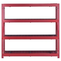 Husky 4-Shelf Metal Industrial Duty Freestanding Garage Storage Shelving Unit In Red (77 In. W X 72 In. H X 24 In. D) 20 Husky 4-Shelf Metal Industrial Duty Freestanding Garage Storage Shelving Unit In Red (77 In. W X 72 In. H X 24 In. D) -Husky Shop red husky freestanding shelving units n2w772472w4r 77 1000