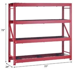 Husky 4-Shelf Metal Industrial Duty Freestanding Garage Storage Shelving Unit In Red (77 In. W X 72 In. H X 24 In. D) 21 Husky 4-Shelf Metal Industrial Duty Freestanding Garage Storage Shelving Unit In Red (77 In. W X 72 In. H X 24 In. D) -Husky Shop red husky freestanding shelving units n2w772472w4r c3 1000