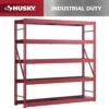 Husky 5-Shelf Metal Industrial Duty Freestanding Garage Storage Shelving Unit In Red (90 In. W X 90 In. H X 24 In. D)