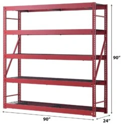 Husky 5-Shelf Metal Industrial Duty Freestanding Garage Storage Shelving Unit In Red (90 In. W X 90 In. H X 24 In. D) 21 Husky 5-Shelf Metal Industrial Duty Freestanding Garage Storage Shelving Unit In Red (90 In. W X 90 In. H X 24 In. D) -Husky Shop red husky freestanding shelving units n2w902490w5r c3 1000