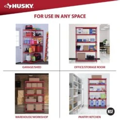 Husky 5-Shelf Metal Heavy-Duty Adjustable Garage Storage Shelving Unit In Red (48 In. W X 78 In. H X 24 In. D) -Husky Shop red husky freestanding shelving units n3r482478w5r 40 1000