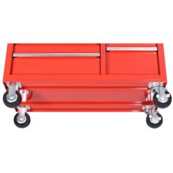 Husky 42 In. W X 18.1 In. D 8-Drawer Red Mobile Workbench Cabinet With Solid Wood Top -Husky Shop red husky mobile workbenches h42mwc8red 1d 1000