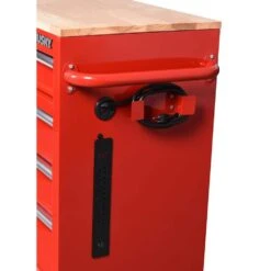 Husky 42 In. W X 18.1 In. D 8-Drawer Red Mobile Workbench Cabinet With Solid Wood Top -Husky Shop red husky mobile workbenches h42mwc8red 4f 1000