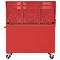 Husky Modular Tool Storage 52 In. W Standard Duty Red Mobile Workbench Cabinet With Pegboard -Husky Shop red husky mobile workbenches h52modsuite2red 66 1000