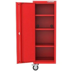 Husky Modular Tool Storage 72 In. W Standard Duty Red Mobile Workbench Cabinet With Pegboard And 20 In. Side Locker -Husky Shop red husky mobile workbenches h52modsuite5red 31 1000