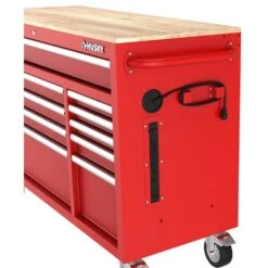 Husky Modular Tool Storage 72 In. W Standard Duty Red Mobile Workbench Cabinet With 20 In. Side Locker -Husky Shop red husky mobile workbenches h52modsuite7red 76 1000
