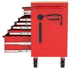 Husky Modular Tool Storage 52 In. W X 20 In. D Standard Duty Red Mobile Workbench Cabinet -Husky Shop red husky mobile workbenches h52mwc10modred 4f 1000