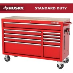 Husky Modular Tool Storage 52 In. W X 20 In. D Standard Duty Red Mobile Workbench Cabinet