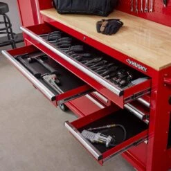 Husky Modular Tool Storage 52 In. W X 20 In. D Standard Duty Red Mobile Workbench Cabinet -Husky Shop red husky mobile workbenches h52mwc10modred 66 1000