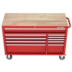 Husky Modular Tool Storage 52 In. W X 20 In. D Standard Duty Red Mobile Workbench Cabinet -Husky Shop red husky mobile workbenches h52mwc10modred a0 1000