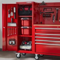 Husky Modular 20 In. W X 20 In. D Standard Duty 3-Shelf Red Rolling Side Tool Chest -Husky Shop red husky side tool cabinets lockers h20lockmodred 1d 1000