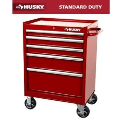 Husky Standard-Duty 27 In. W X 18 In. D 5-Drawer Red Rolling Tool Cabinet