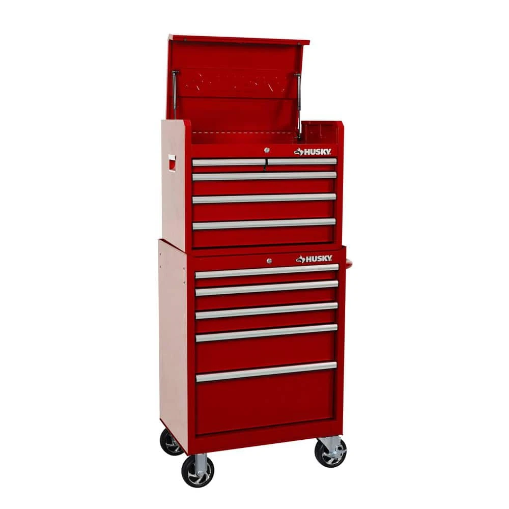 Husky Tool Storage 27 In. W X 18 In. D Standard Duty Red Rolling Tool Chest Combo 3 Husky Tool Storage 27 In. W X 18 In. D Standard Duty Red Rolling Tool Chest Combo - Image 3