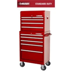 Husky Tool Storage 27 In. W X 18 In. D Standard Duty Red Rolling Tool Chest Combo