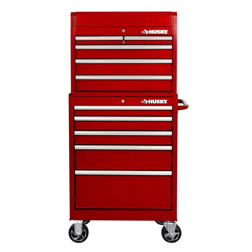 Husky Tool Storage 27 In. W X 18 In. D Standard Duty Red Rolling Tool Chest Combo 4 Husky Tool Storage 27 In. W X 18 In. D Standard Duty Red Rolling Tool Chest Combo - Image 4