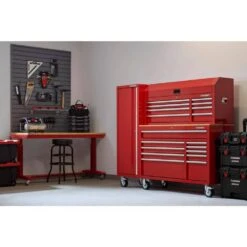 Husky Modular Tool Storage 52 In. W X 16 In. D Standard Duty Red Top Tool Chest -Husky Shop red husky top tool chests h52ch8modred 1d 1000