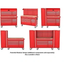 Husky Modular Tool Storage 52 In. W X 16 In. D Standard Duty Red Top Tool Chest -Husky Shop red husky top tool chests h52ch8modred d4 1000
