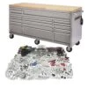 Husky 72 In. W X 24 In D Heavy Duty 18-Drawer Mobile Workbench With Mechanics Tool Set (1,025-Piece) In Stainless Steel